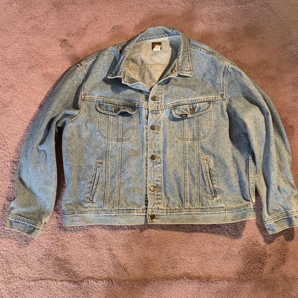 Lee Mens Light Wash Denim Trucker Jacket Vintage Style Blue Jean Coat XL